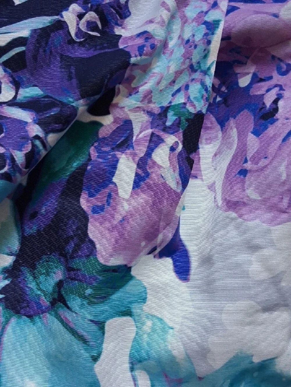 Eliza J White Floral Sheath Dress with Purple and Teal Bloom